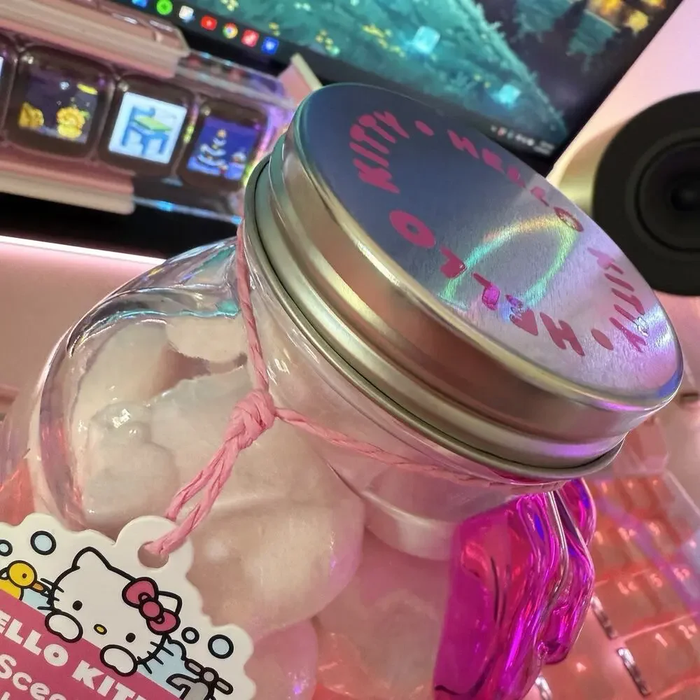 Hello Kitty Bath Bombs 10pc Glass Jar Lid Scented Strawberry 2025 Sanrio READ